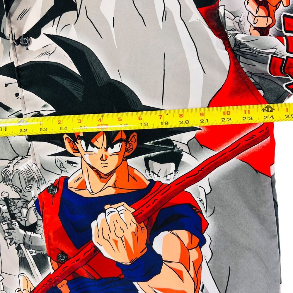 Vtg Dragon Ball Z Anime GOKU Graphic Shirt Y2K All Over Print Button Up Mens Lg - Picture 12 of 14